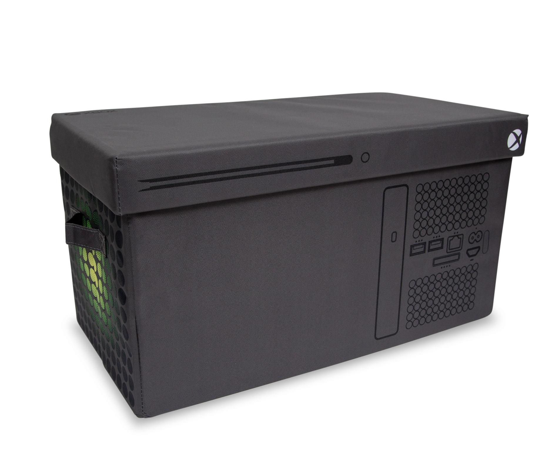Front. Ukonic - Xbox Series X Logo Storage Bin Chest Organizer with Lid | 24 x 12 Inches - Black.