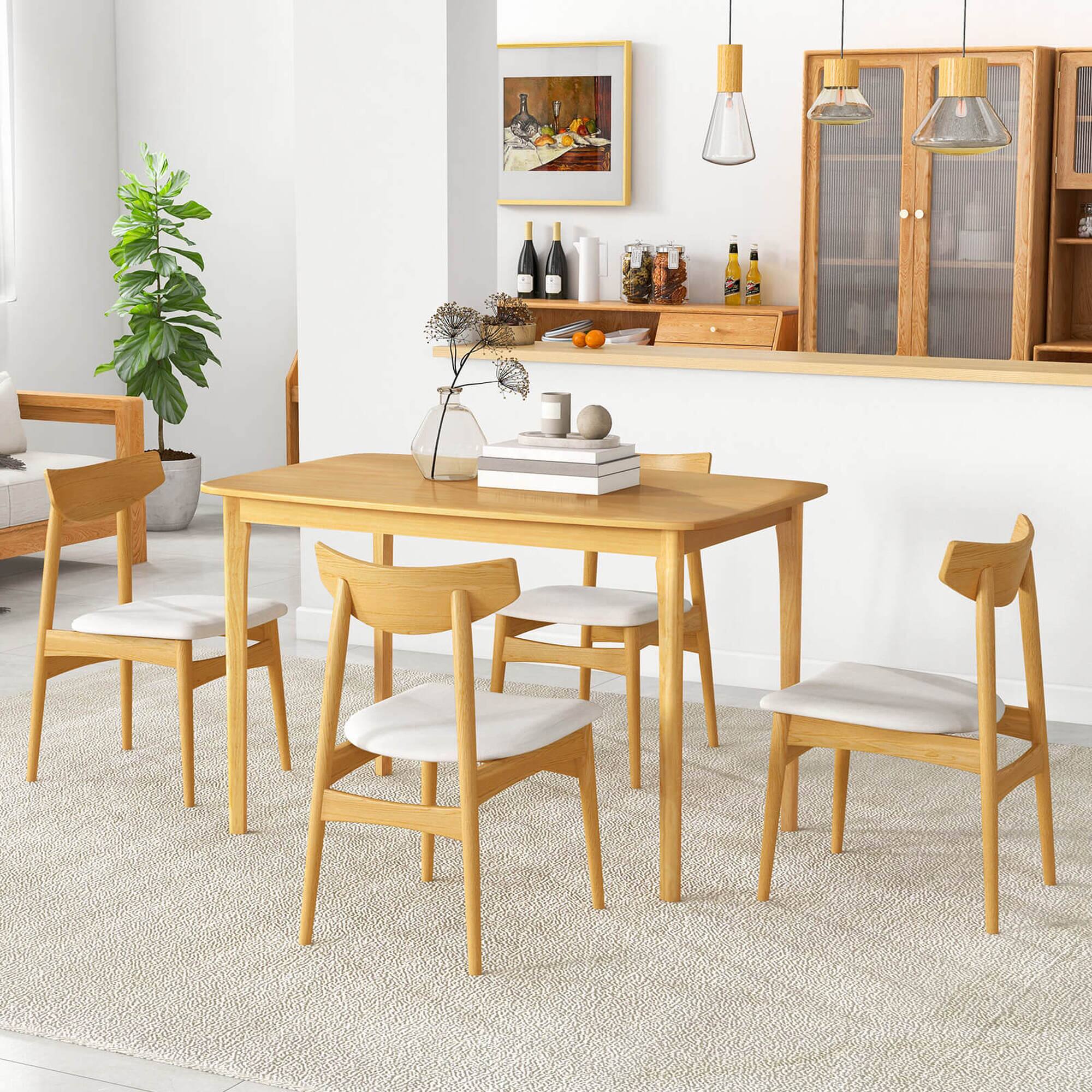 Alt View 5. Costway - 48'' Wooden Dining Table Rectangular Farmhouse Kitchen with Solid Rubber Wood Legs - Natural.