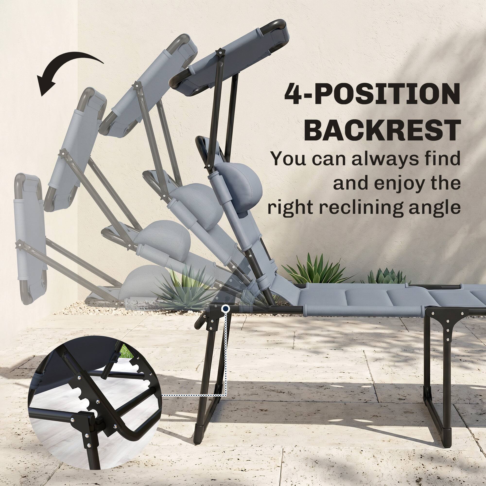 4-POSITION BACKREST  
You can always find and enjoy the right reclining angle