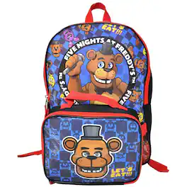 Funko - Five Nights at Freddy's 16" checkered Backpack for School with Rectangular Lunch Bag - Assorted Pre-Pack