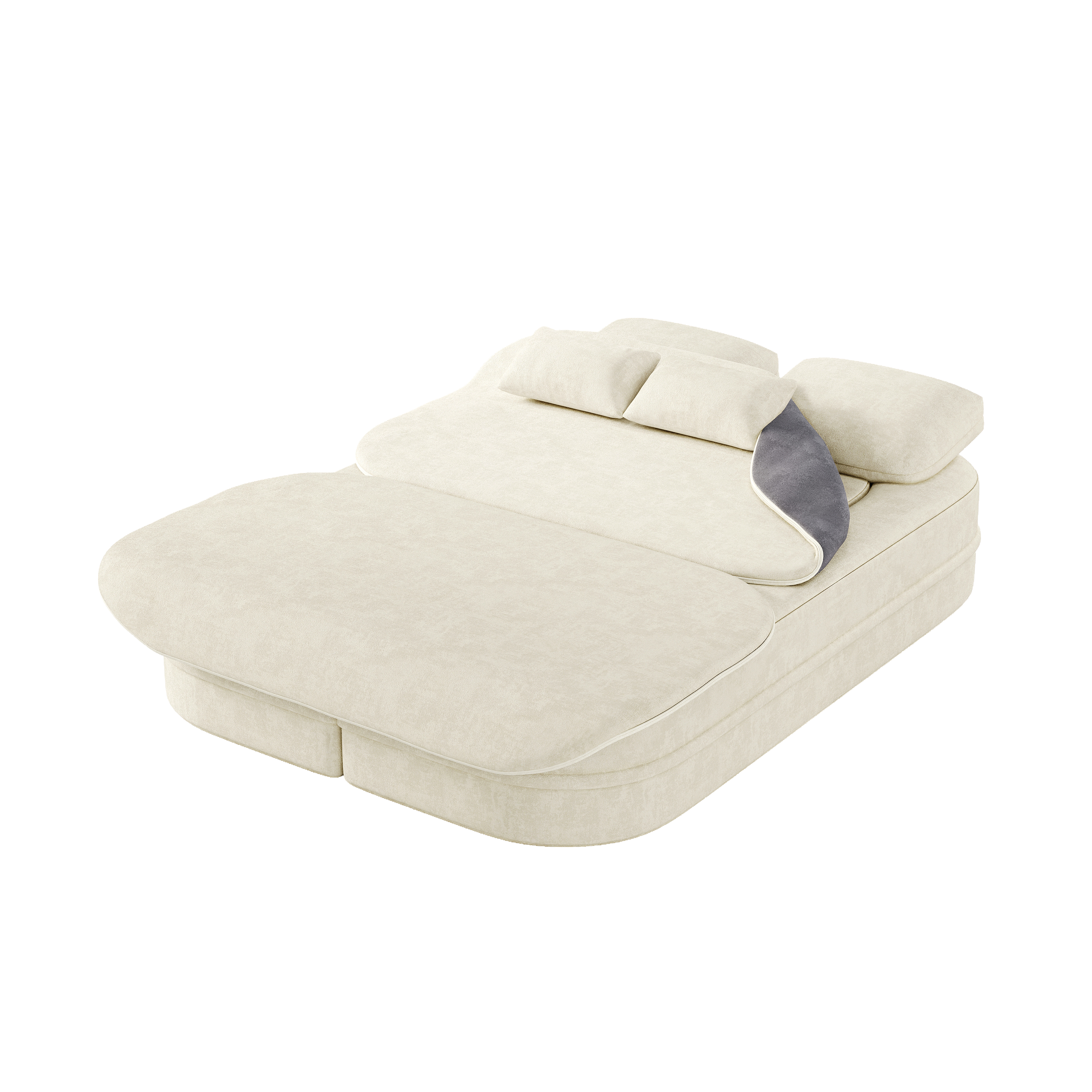 Alt View 2. APRILSOUL - Foldable Sofa Convertible Sleeper Foam Bed Multi Functional Blanket Chenille Floor Folding Sofa Lounge Living Room - Beige.