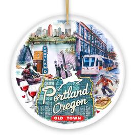 OrnamentallyYou - Artistic Portland City Ceramic Art Ornament Oregon Souvenir and Christmas Gift - Multi-colored
