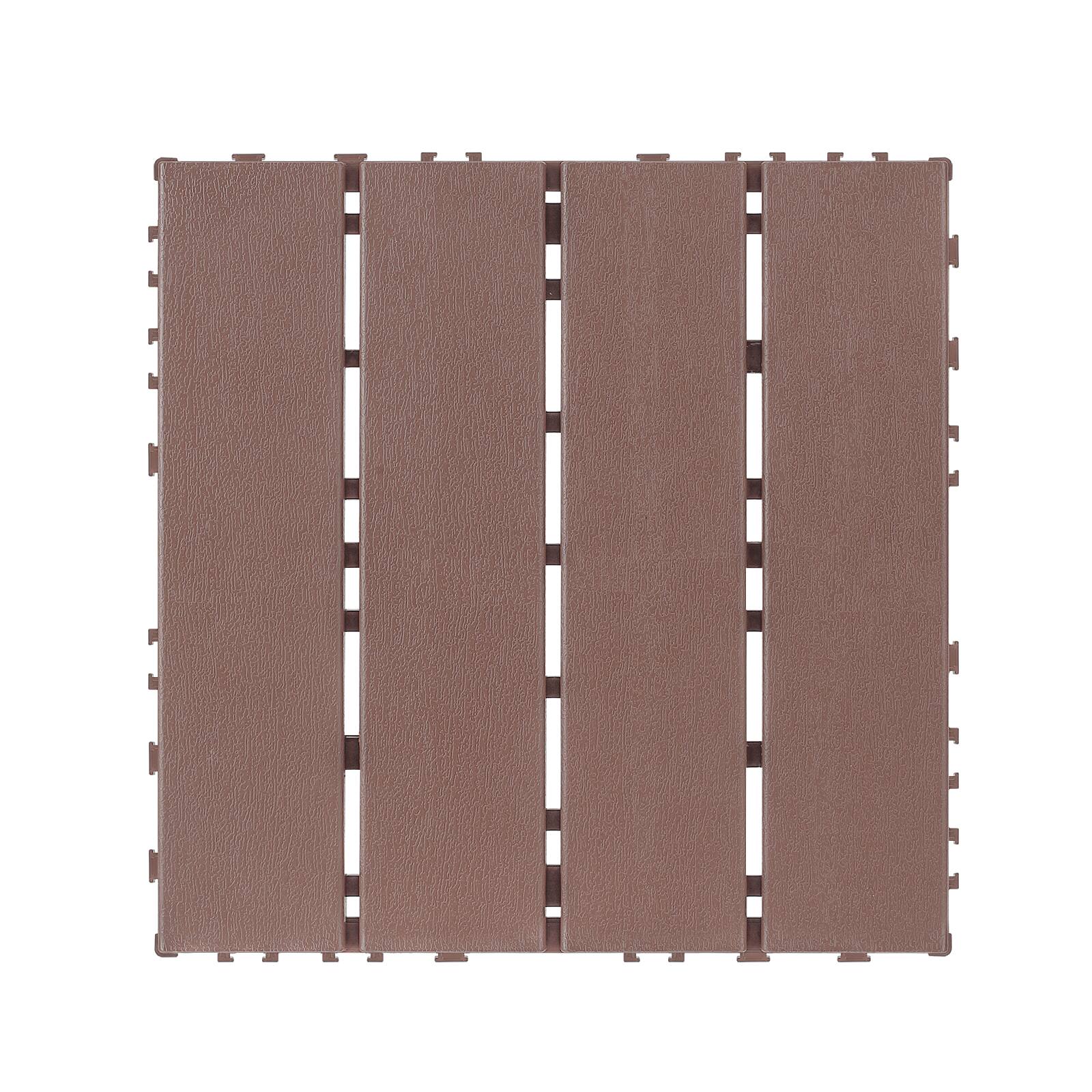 Left. GOODSILO - 44-Pack of All-Weather Interlocking Deck Tiles for Outdoor Patio and Pool Flooring - Brown.