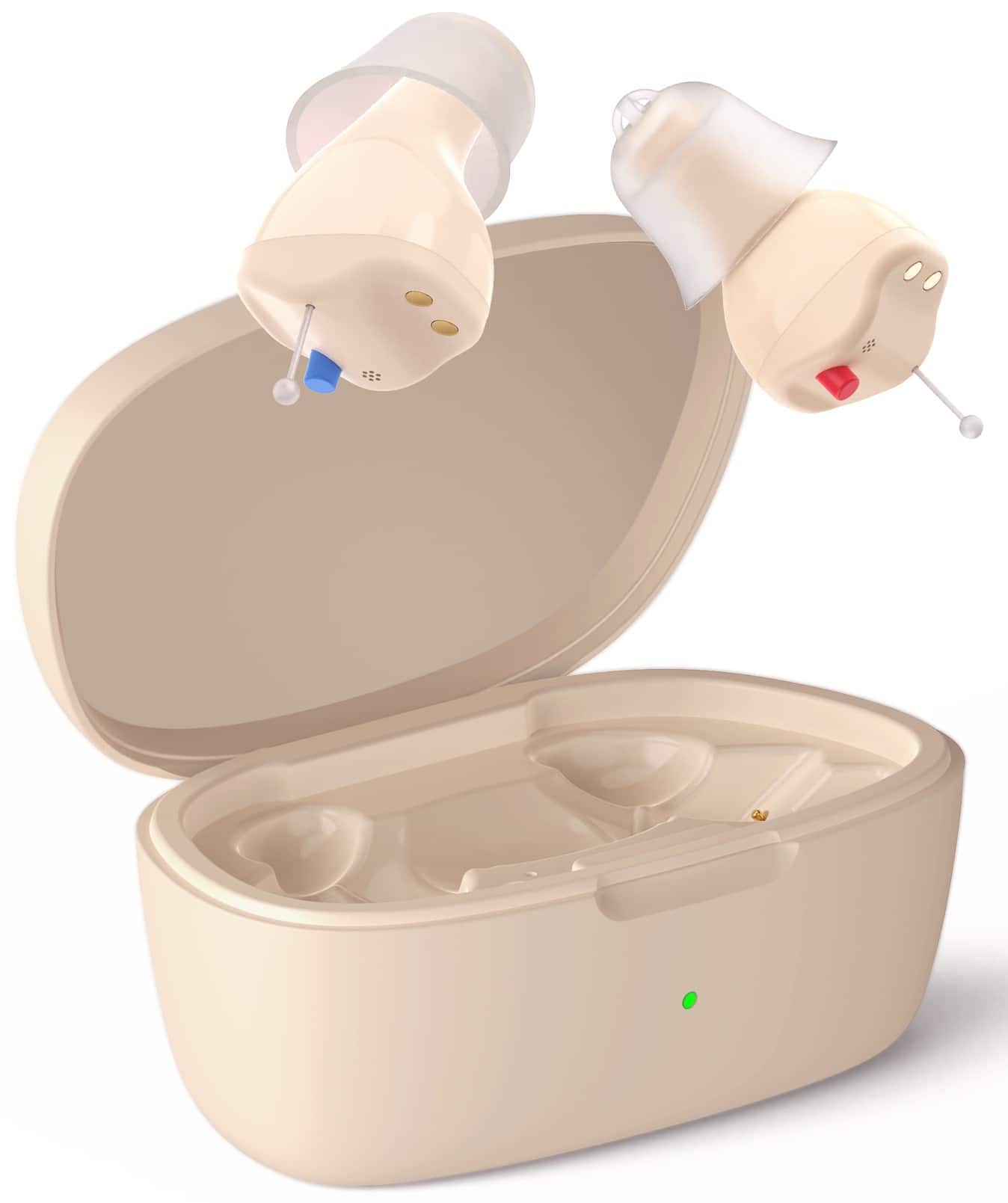 LINNER - Saturn 2 OTC Rechargeable Hearing Aids for Seniors, Discreet & Noise-Canceling - Beige Gold - Front_Zoom