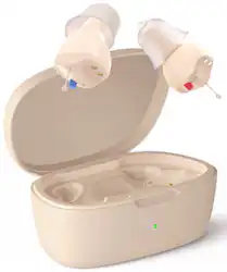 LINNER - Saturn 2 OTC Rechargeable Hearing Aids for Seniors, Discreet & Noise-Canceling - Beige Gold - Front_Zoom