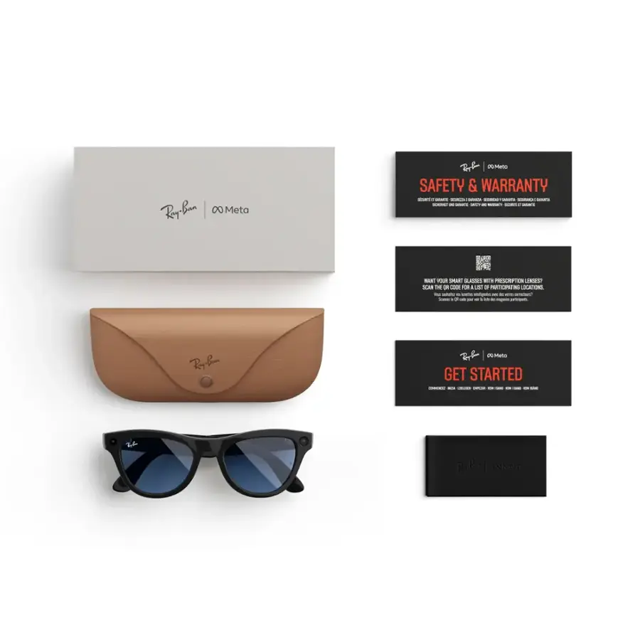 Ray Ban Meta Skyler — Blue Lenses — Shiny Smart AI Glasses for Men and ...