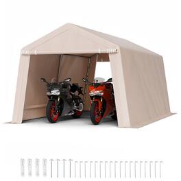 VEVOR - Outdoor Storage Shed, 10 x 15 ft Tent with 2 Roll-up Doors & Vents, Waterproof Canopy Shed Shelter, Heavy Duty Frame - Beige