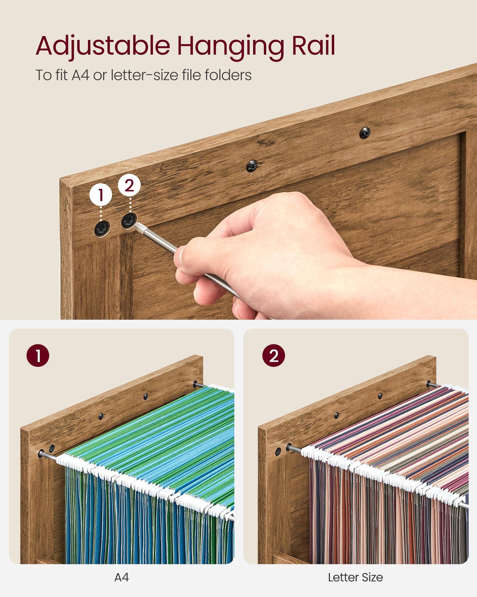 Adjustable Hanging Rail  
To fit A4 or letter-size file folders  

1.  
2.  

A4  
Letter Size