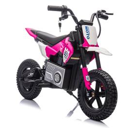 BreeBe - 24V Kids Electric Motocross Bike, 200W High-Speed Motor, Rear Shock, Adjustable Speed 3.1-9.3 MPH, Horn, Ages 5-15 - Pink