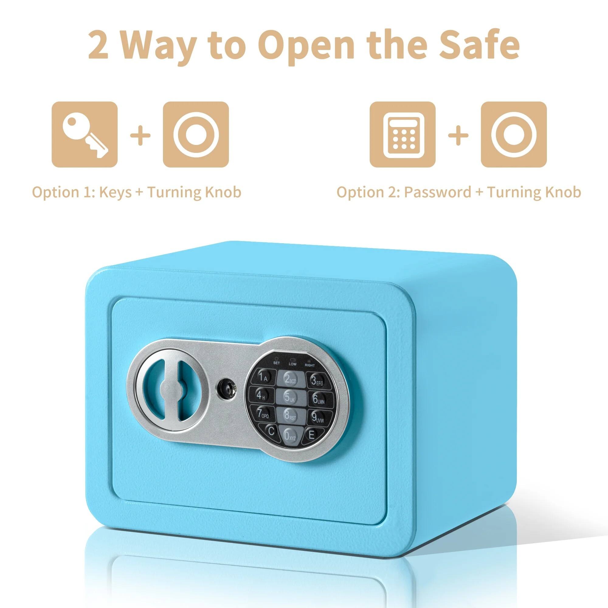 2 Way to Open the Safe

Option 1: Keys + Turning Knob

Option 2: Password + Turning Knob