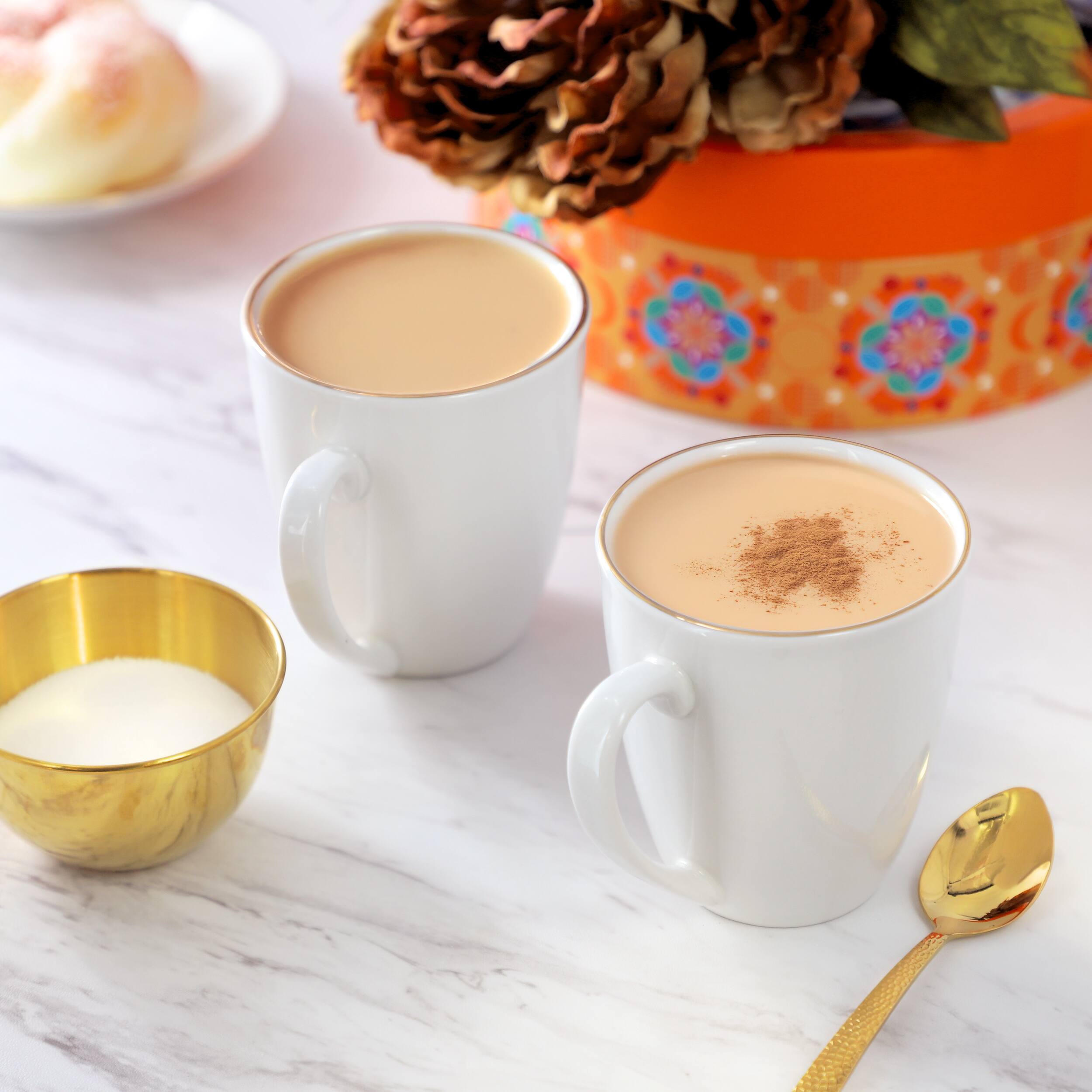 Alt View 4. Gibson - Gibson Home Ogalla 8 Piece 12 Ounce Gold Banded Fine Ceramic Mug Set - White.