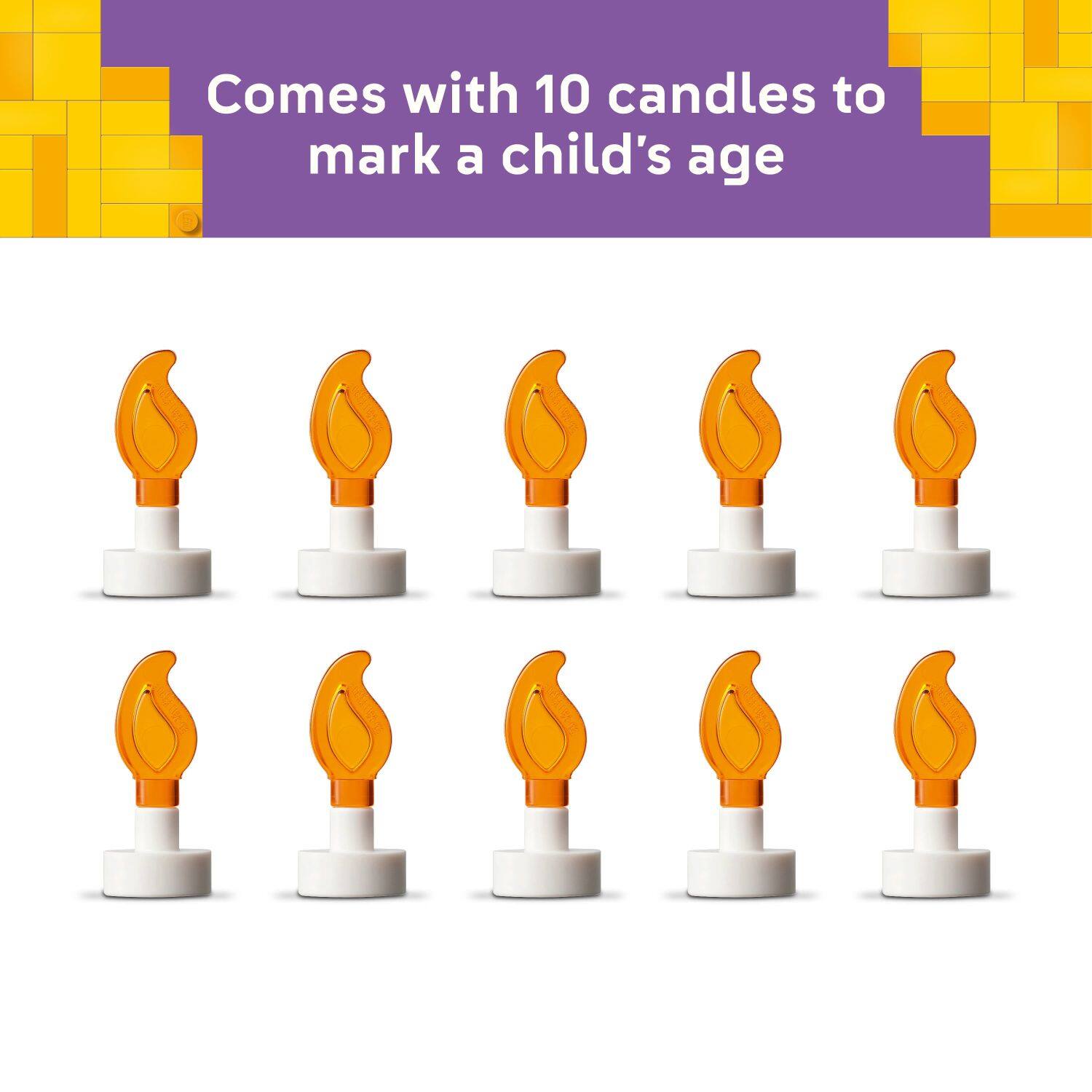 Comes with 10 candles to mark a child's age