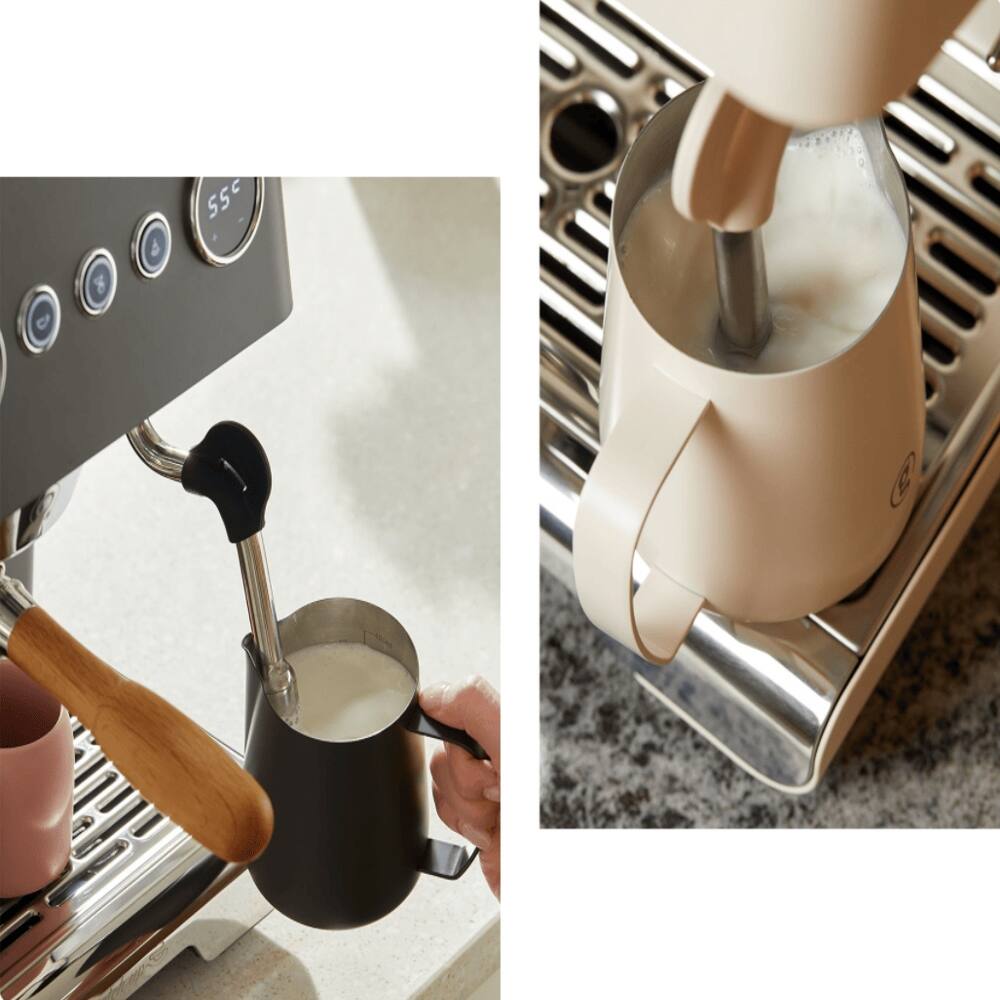 Alt View 2. Plum Chef - Semi-Automatic Espresso Machine 15 Bar 1450W Coffee Maker Ivory White - Ivory White.