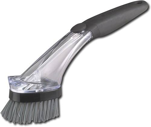 Front Standard. KitchenAid - Soft Handle Dish Brush with Soap-Dispensing Button - Black.