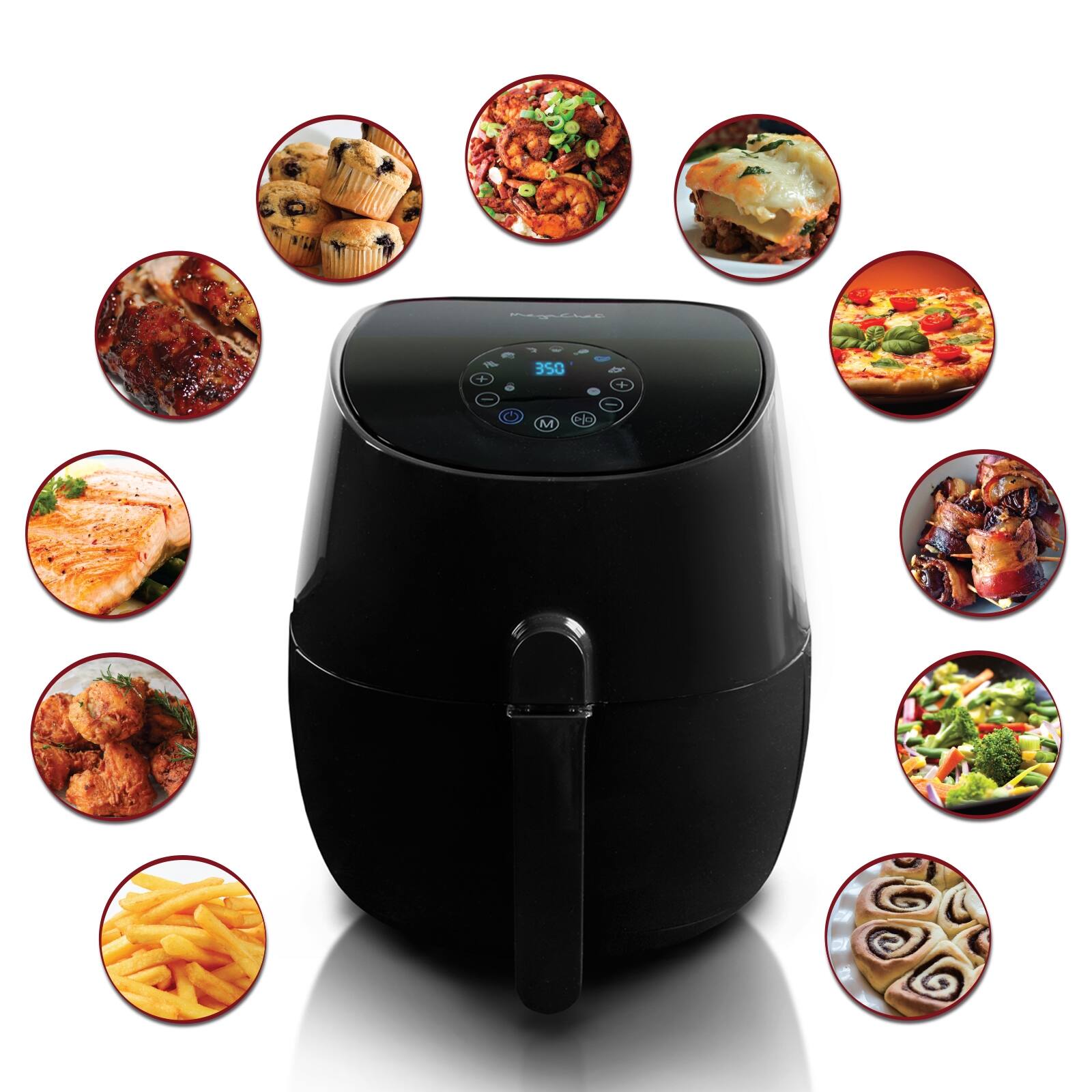 Alt View 3. MegaChef - MegaChef 3.5 Quart Airfryer And Multicooker With 7 Pre-programmed Settings in Sleek Black - Black.