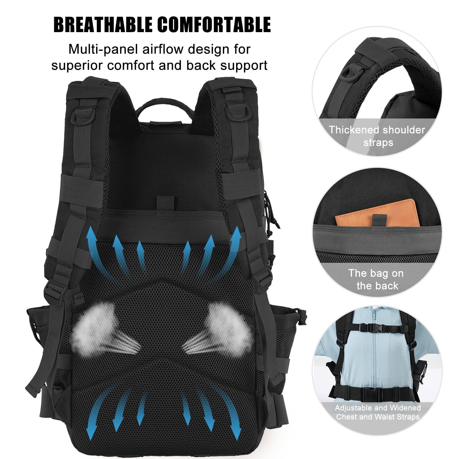 Alt View 1. Cozy Serene - 50l Backpack Large Day For Men Molle Army 3 Days Assault Pack Out Bag Water Resistant And Heavy Duty Hiking Treeking - Woodland Camo-Large.