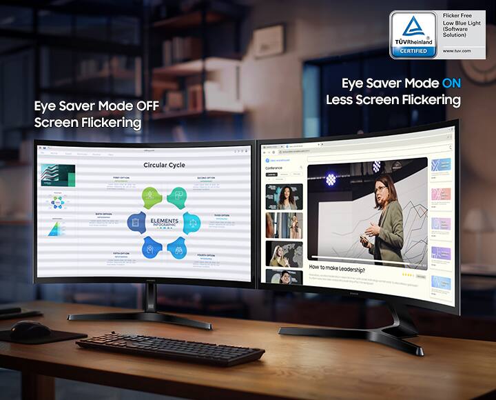 Flicker Free Low Blue Light (Software Solution) TVRheinland CERTIFIED www.tuv.com

Eye Saver Mode OFF Screen Flickering

Eye Saver Mode ON Less Screen Flickering

Circular Cycle

ELEMENTS INFOGRAPHIC

How to make Leadership?