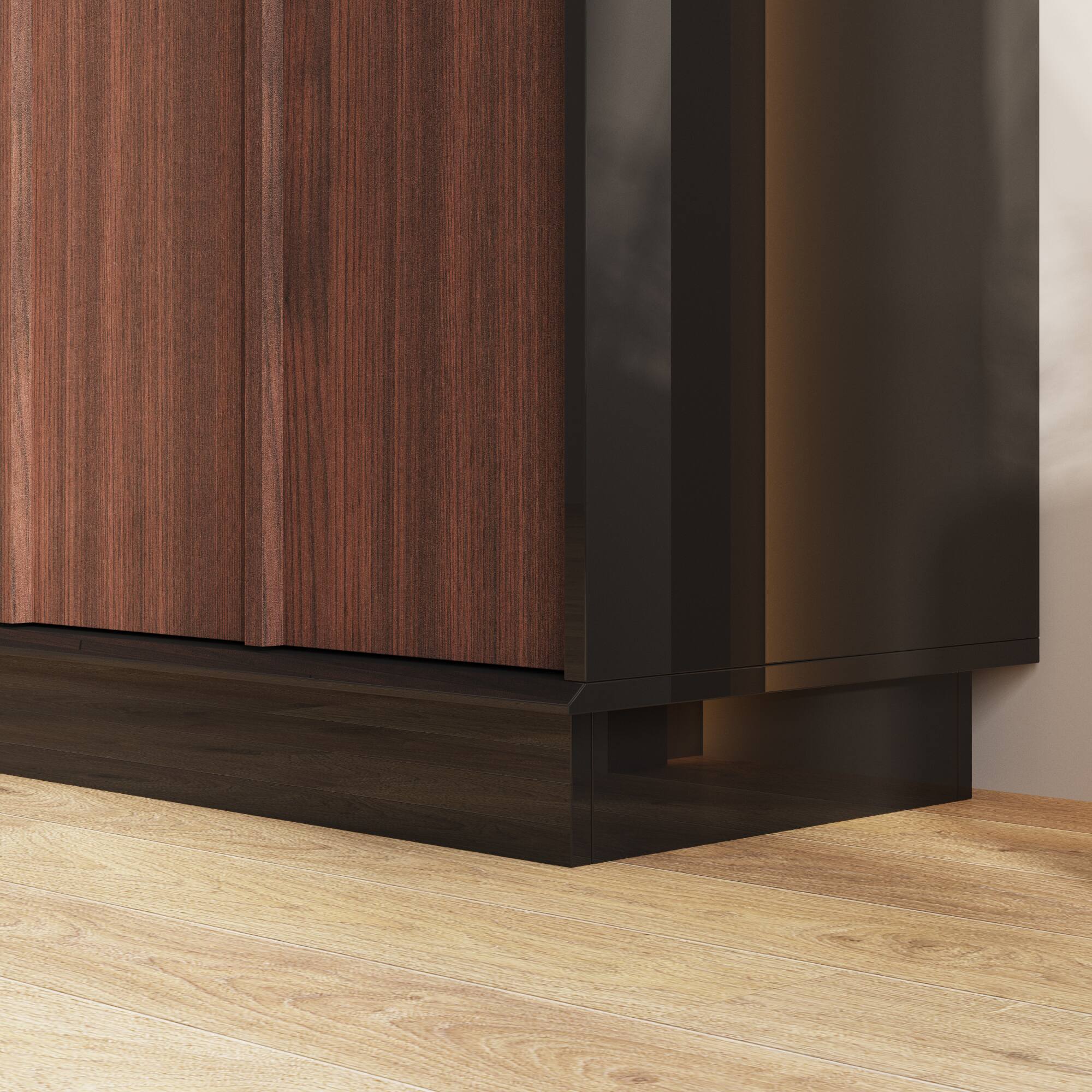 Alt View 10. Famapy - TV Stand with Power Outlets and Cable Management, 65" Entertainment Center with Storage Drawers and Walnut Finish - Brown.