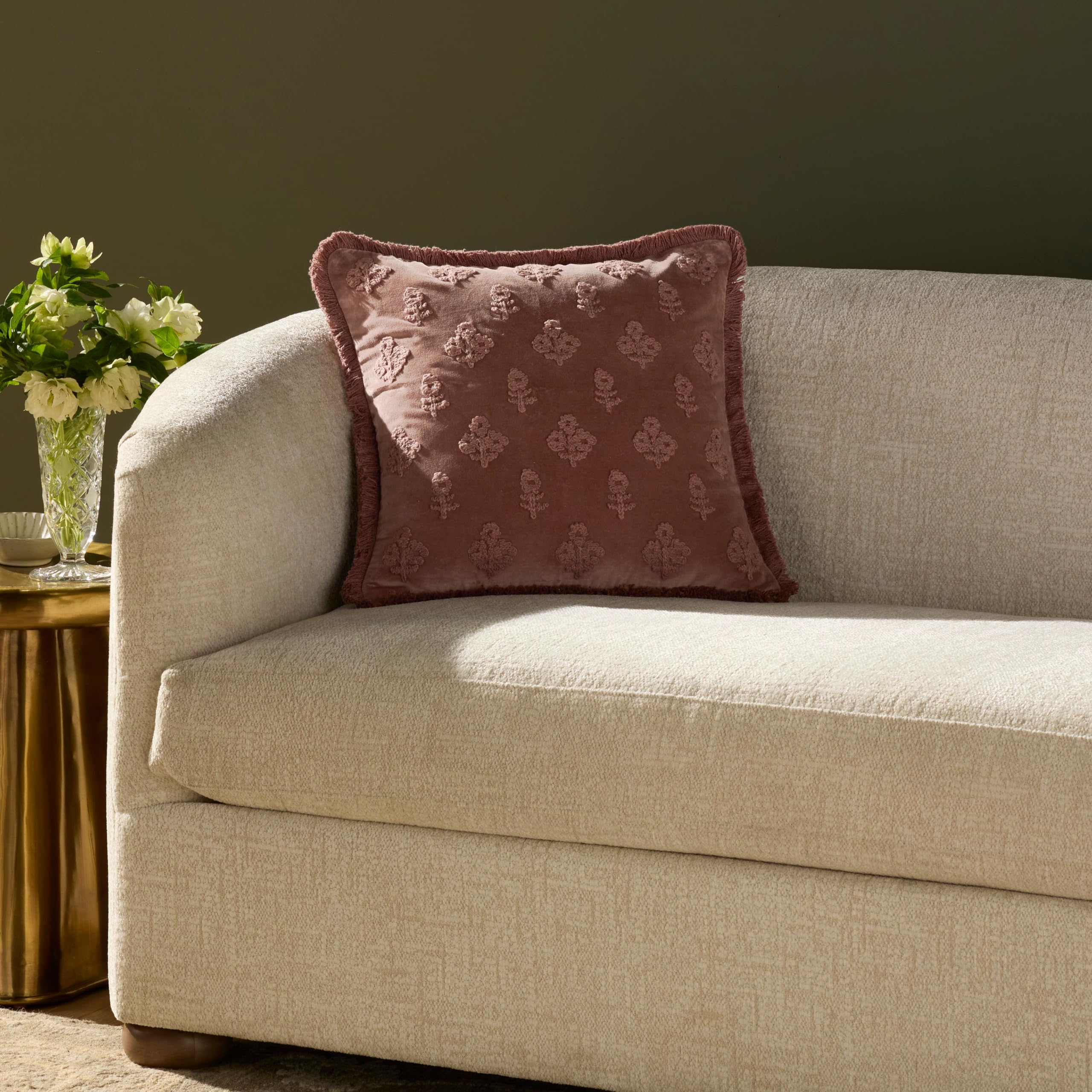 Paradigms Interiors - Chris Loves Julia Darla Collection Pcj0025 Olive 18'' X Cover Only Pillow - Mauve-Cover w/Down