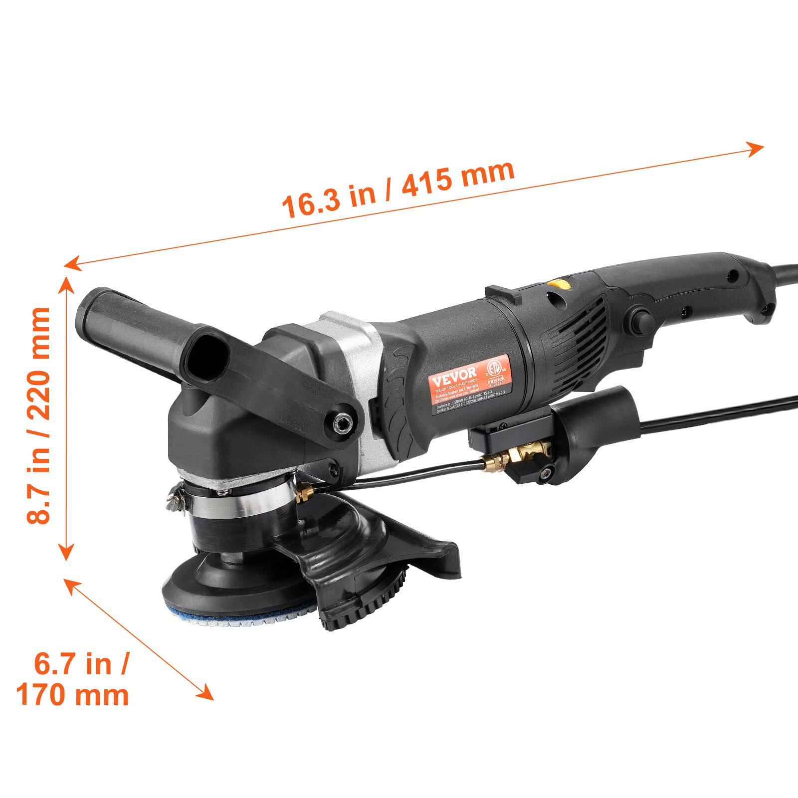 415 mm / 16.3 in  
8.7 in / 220 mm  
6.7 in / 170 mm