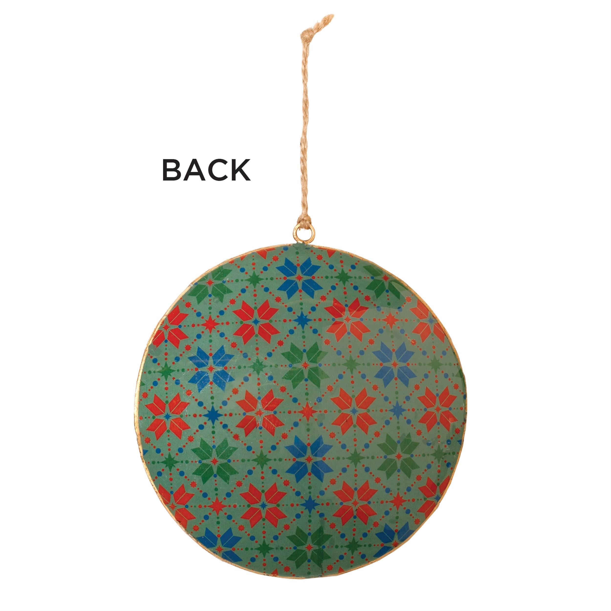 Alt View 2. BreeBe - Metal Snowboard Forest Disc Ornament (Set of 6) - Blue, Green, White.