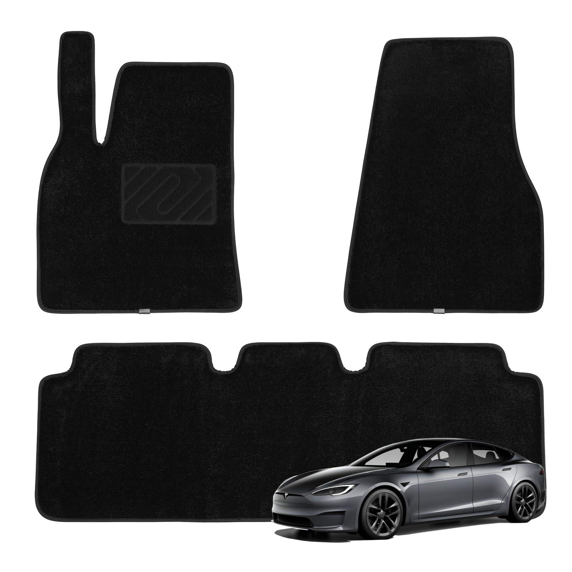 Reds Spade - Superior Carpet Front Row Floor Mats For Model S 0 6 inch Ultra thick Noise ucing All weather Waterproof Anti - 2012-2020 Model S 3-Pc Set