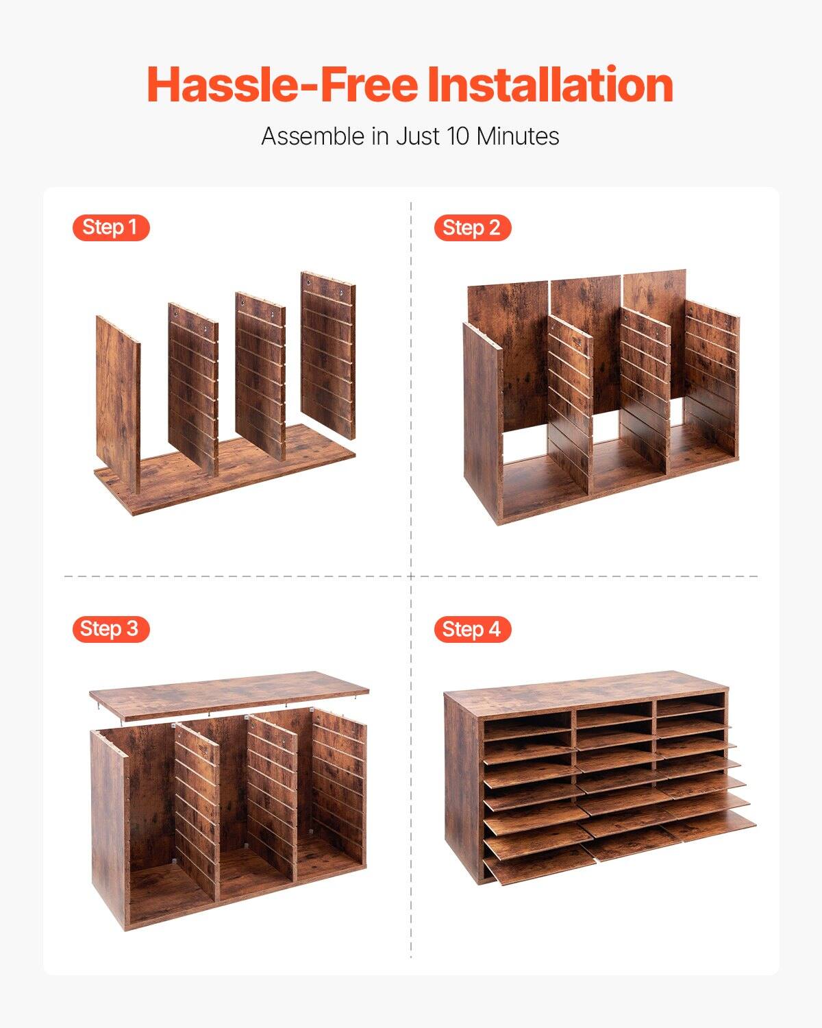 Hassle-Free Installation  
Assemble in Just 10 Minutes  

Step 1  
Step 2  
Step 3  
Step 4