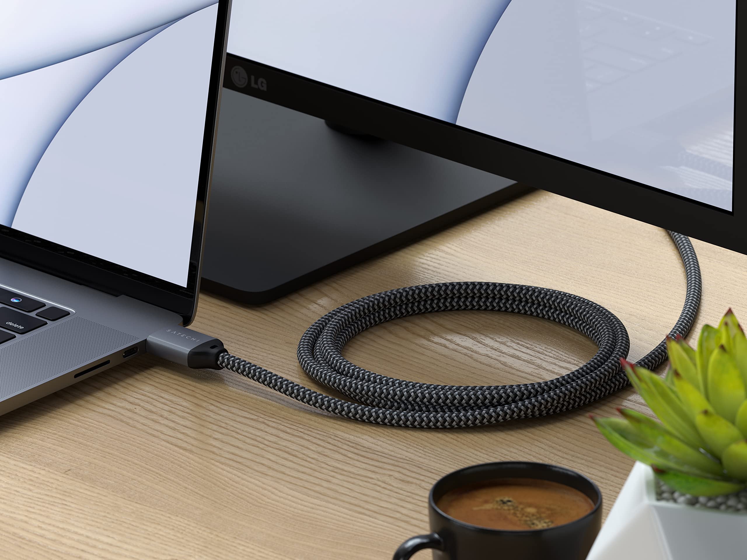 Left. Satechi - 8K HDMI 2.1 Cable - 8K@60Hz, 4K@120Hz, 48Gbps Ultra High Speed, 6.6ft/2m for iMac & MacBook.
