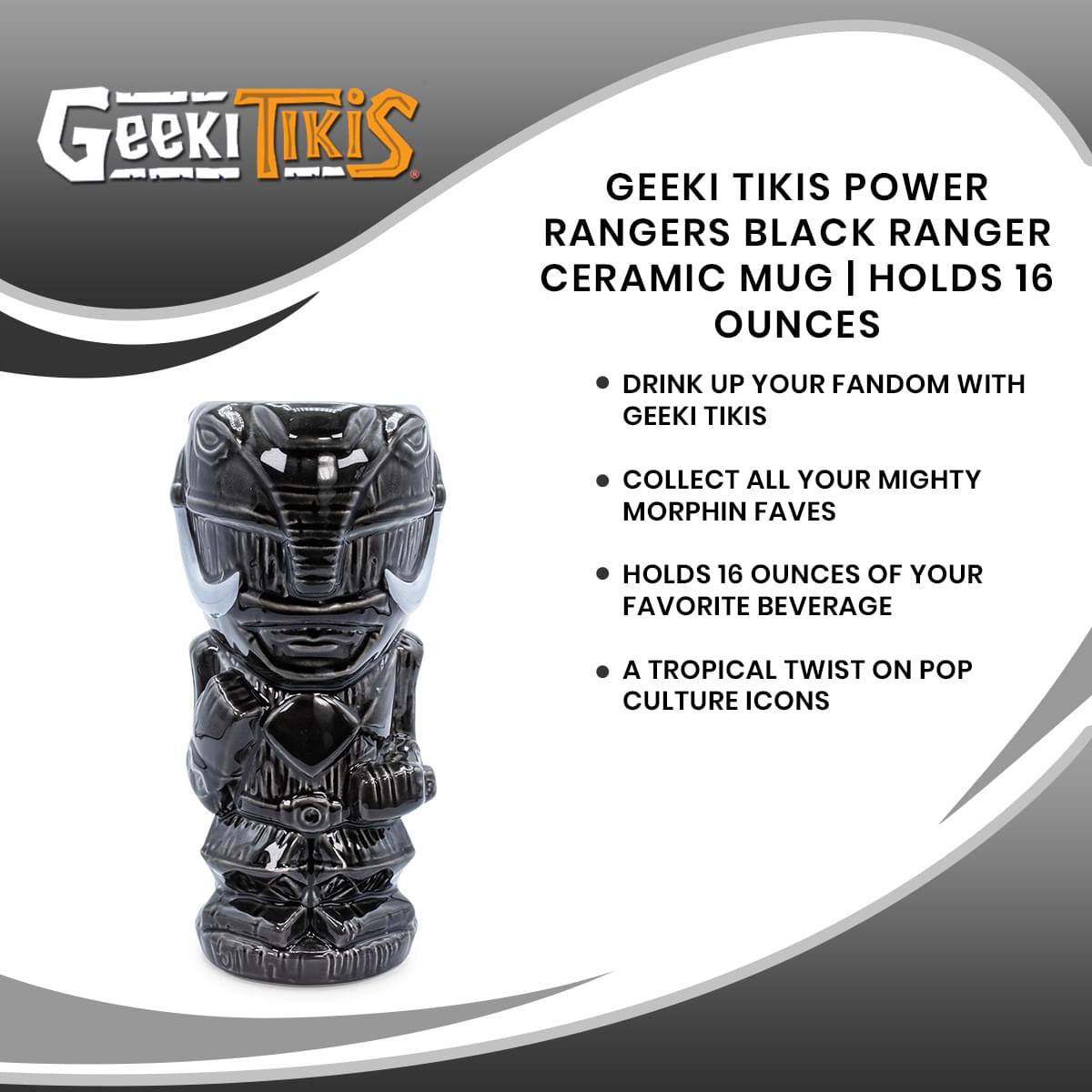 Geeki Tikis Power Rangers Black Ranger Ceramic Mug | Holds 16 Ounces

- Drink up your fandom with Geeki Tikis
- Collect all your Mighty Morphin Faves
- Holds 16 ounces of your favorite beverage
- A tropical twist on pop culture icons