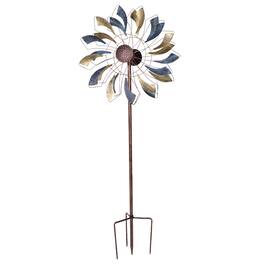 Sunnydaze - Pinwheel Powder-Coated Iron Wind Spinner - 84.5" H - Metallic