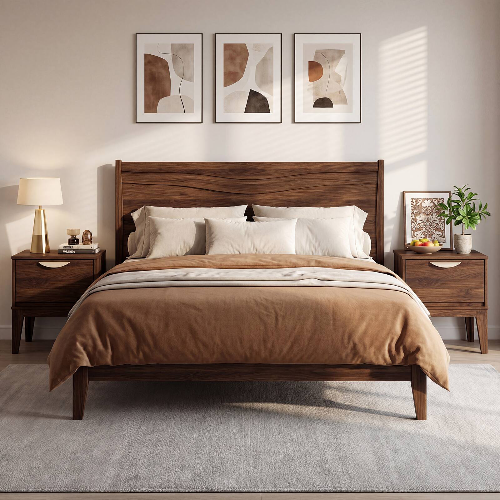 Alt View 8. Gymax - Gymax 2 Pcs Nightstand w/ Storage Mid Century Modern Bedside Table w/ Drawer - Brown.