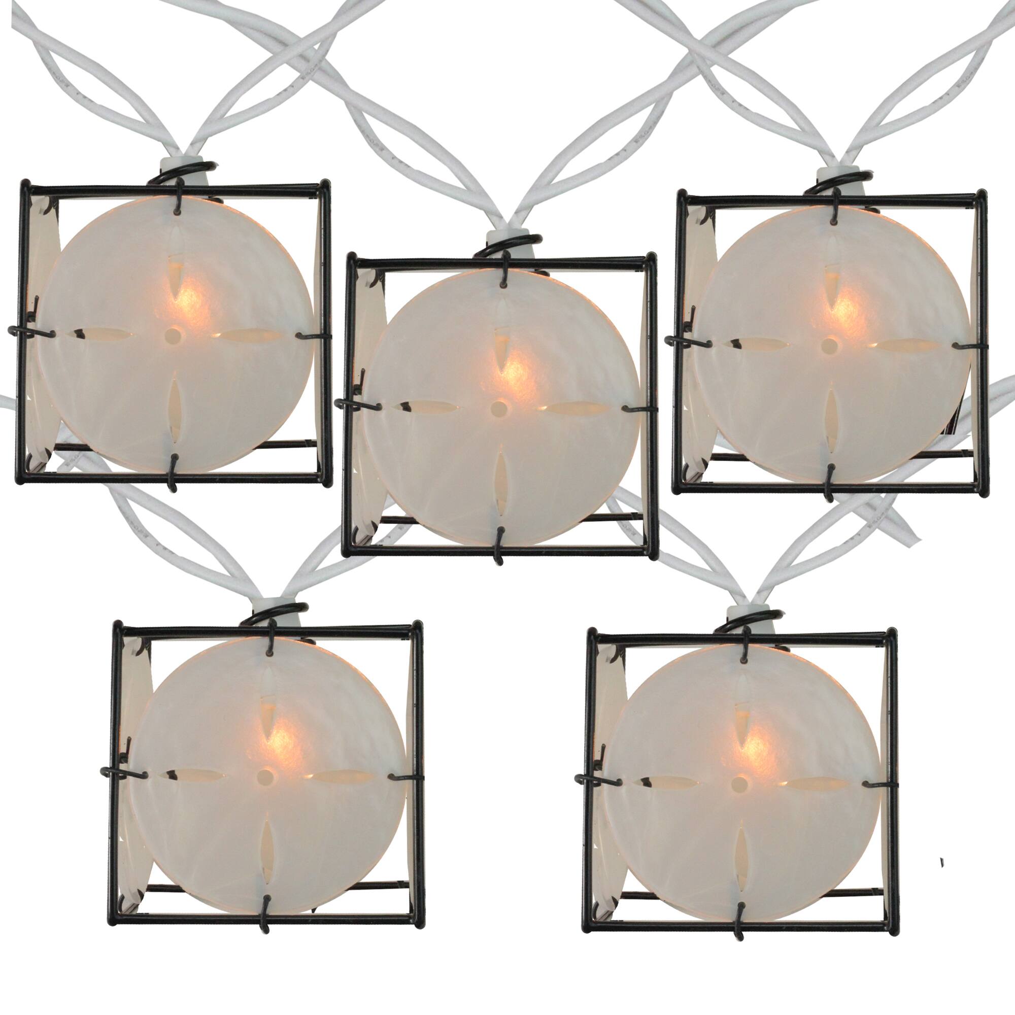 Front. Sienna - Pearlized Lantern Christmas Lights - 7.5' White Wire - Clear Lights - 10ct - White.