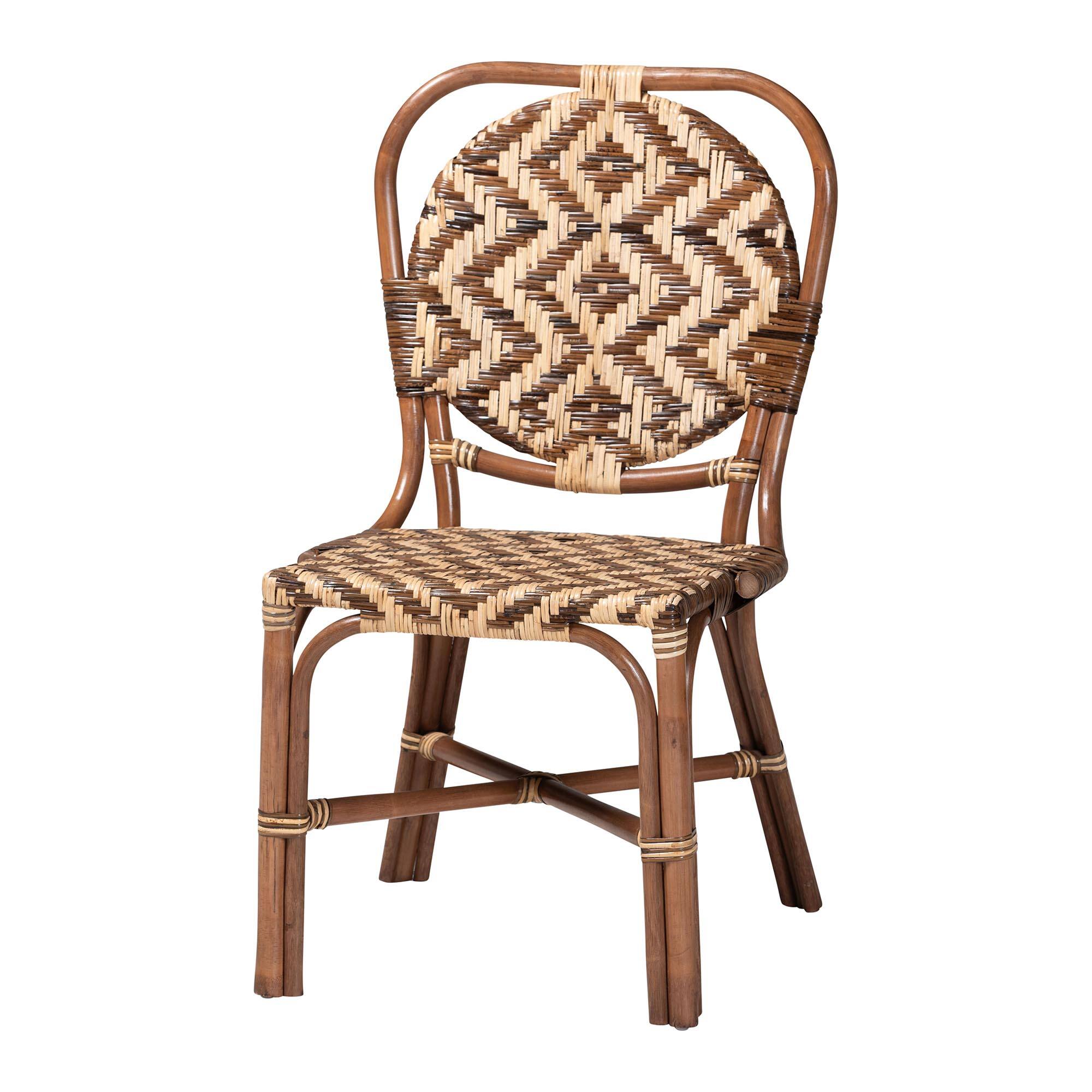 Front. bali & pari - Mariano Natural Rattan Dining Chair - Light Brown/Natural Brown.