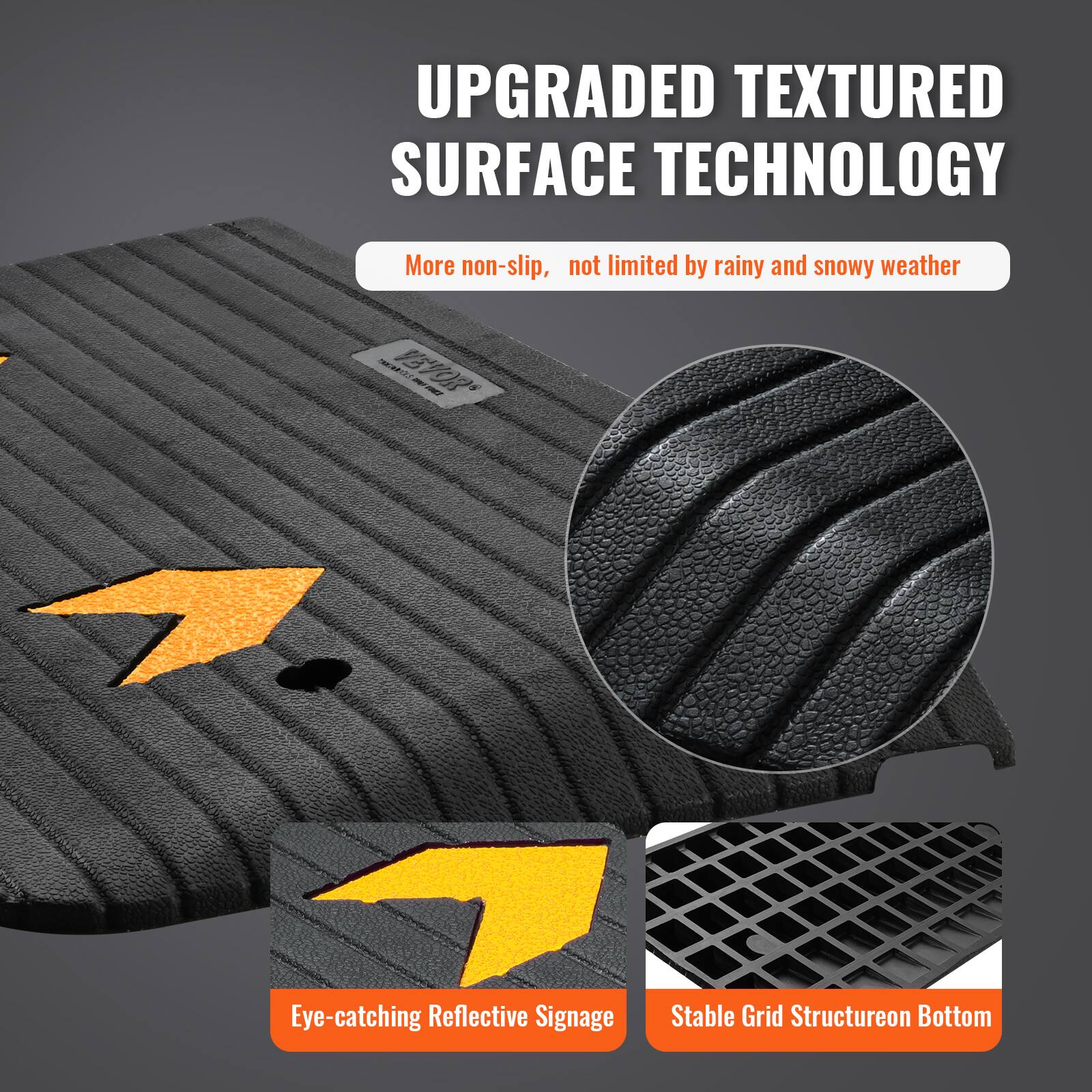 UPGRADED TEXTURED SURFACE TECHNOLOGY

More non-slip, not limited by rainy and snowy weather

STE 9EVOR

Eye-catching Reflective Signage

Stable Grid Structure on Bottom