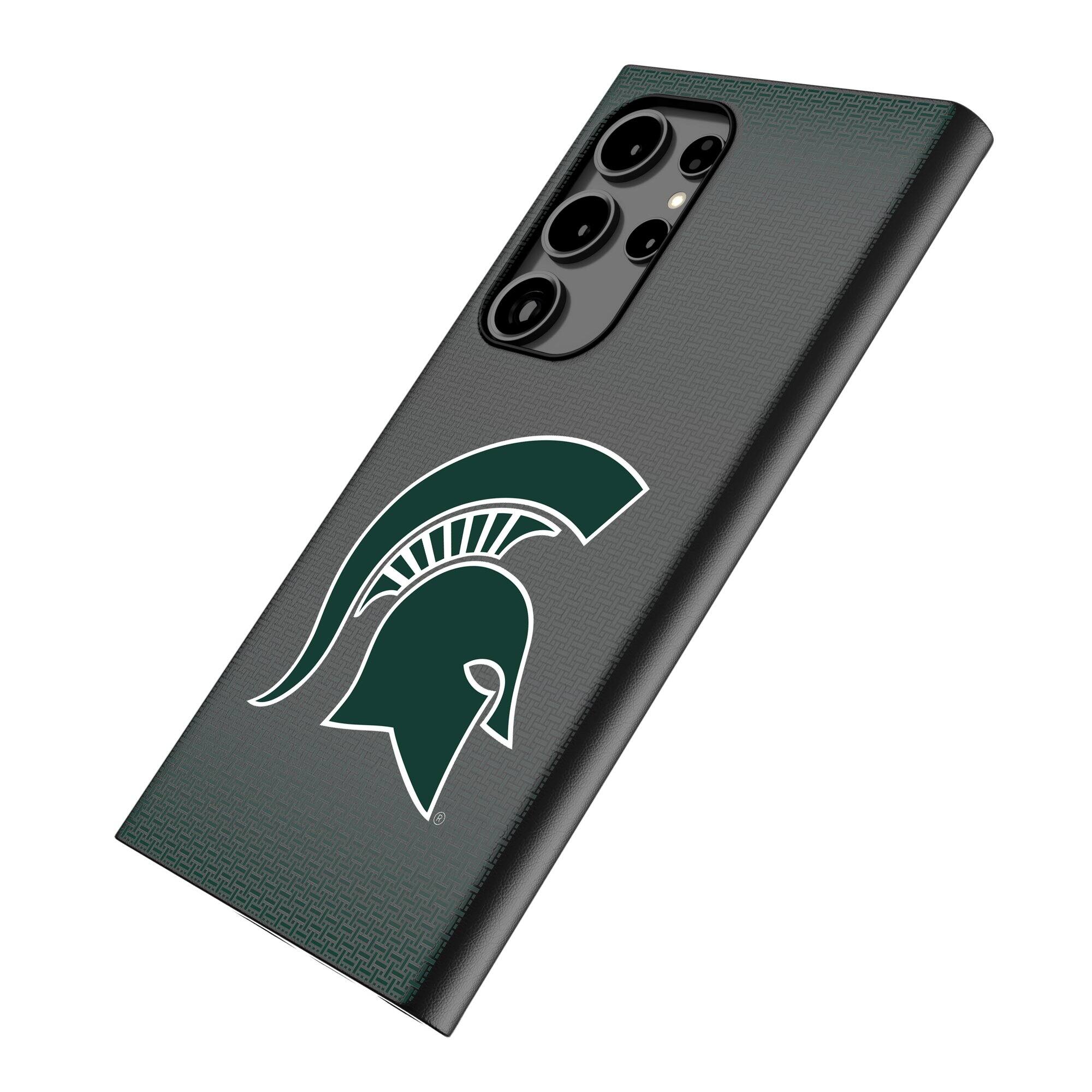 Alt View 1. Keyscaper - Michigan State Spartans Linen Galaxy Magnetic Bump Case - S25 - Black.