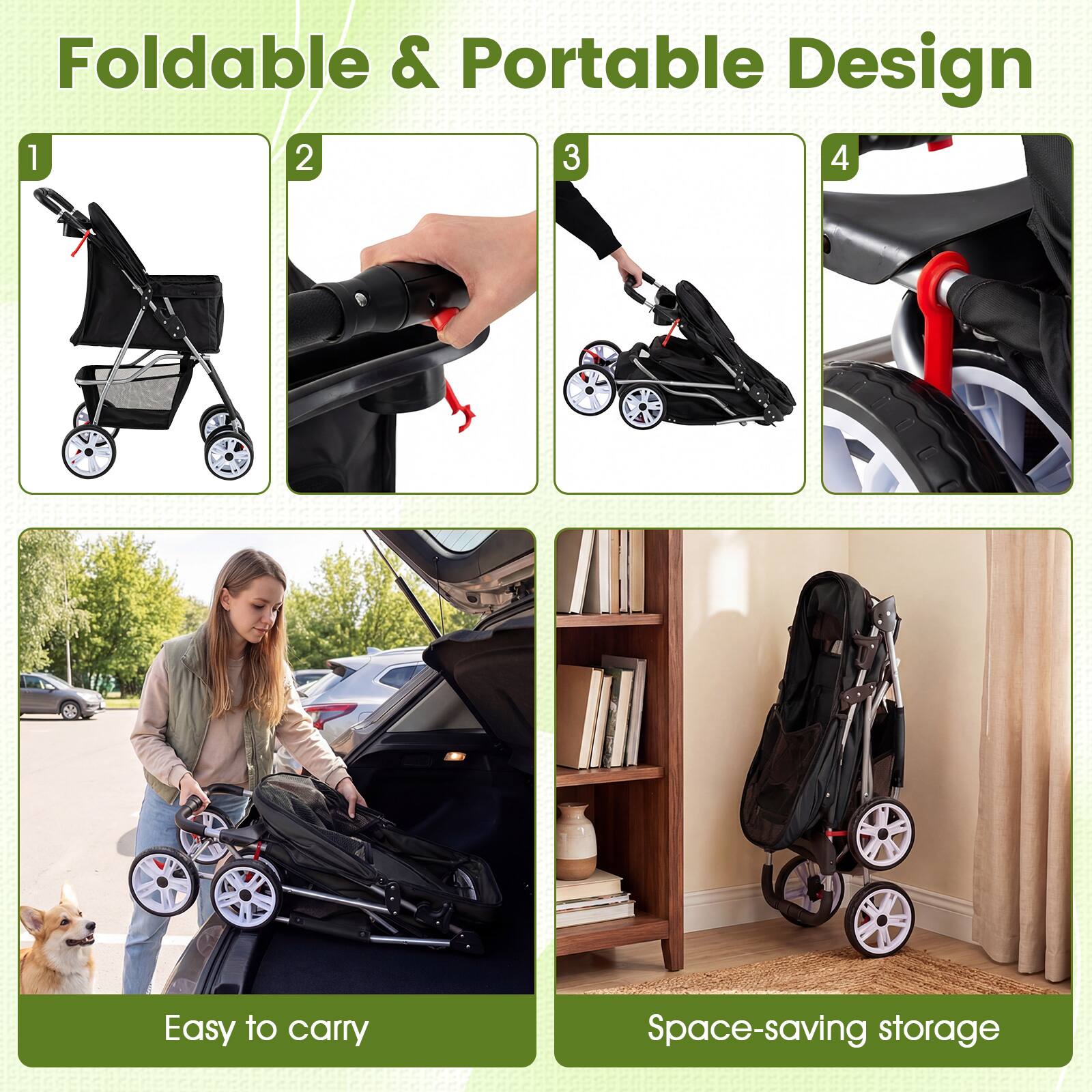 Foldable & Portable Design

1. Easy to carry
2. Space-saving storage