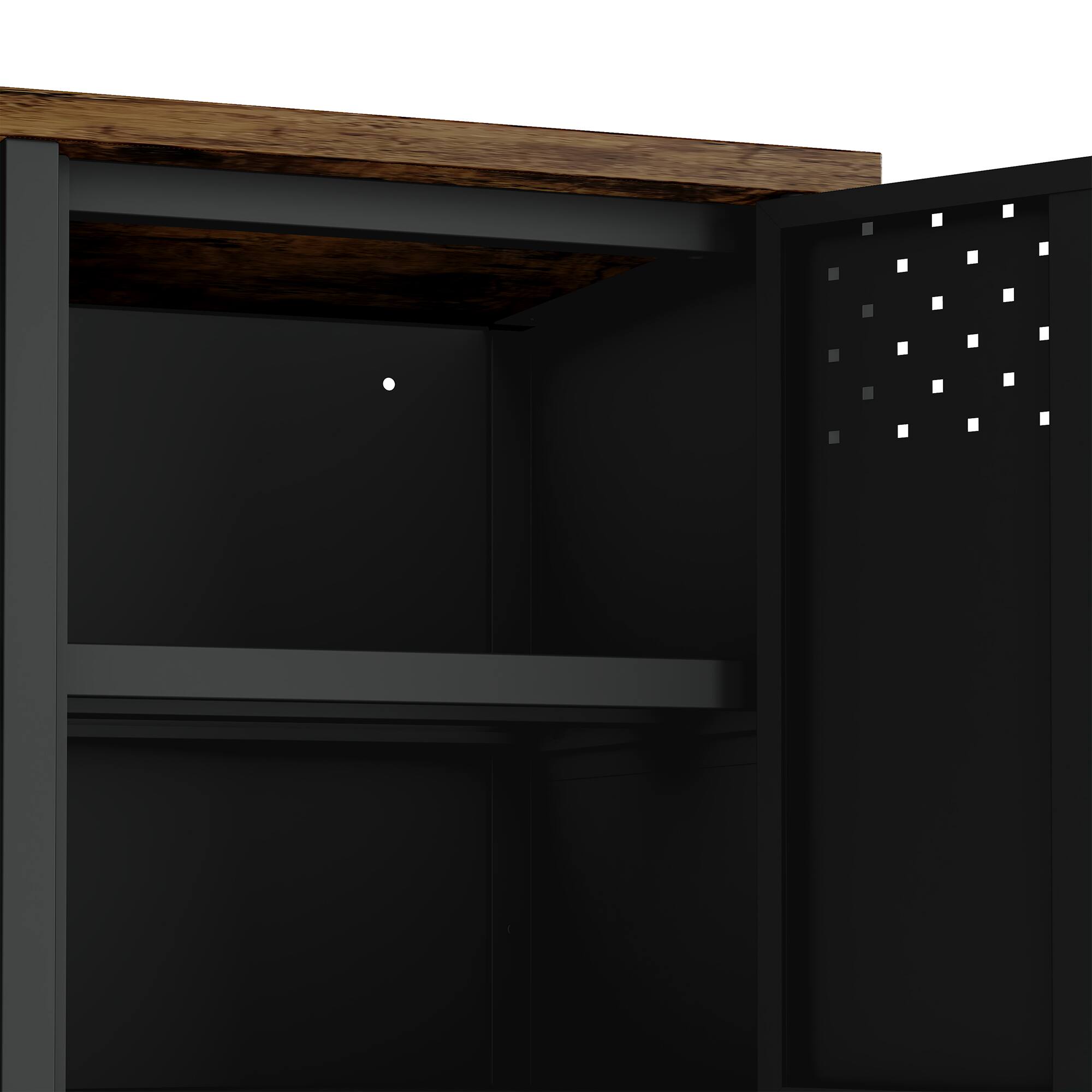 Alt View 3. Manhattan Comfort - Landen Modern 47" Metal Storage Cabinet in Black - Black.