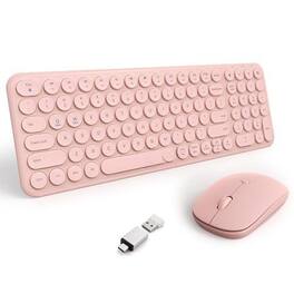 Earthley Blooms - Wireless And Mouse Combo 2.4ghz Usb Ultra-thin Cute Cordless Compact-sized Silent Retro Computer & Set For - Peach