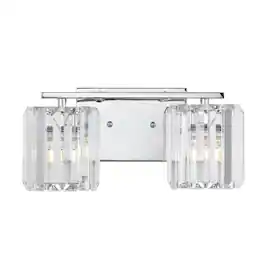 Jonathan Y - Coco Prism Vintage 13.5" 2-Light Metal/Glass Classic Glam LED Vanity Light - Chrome