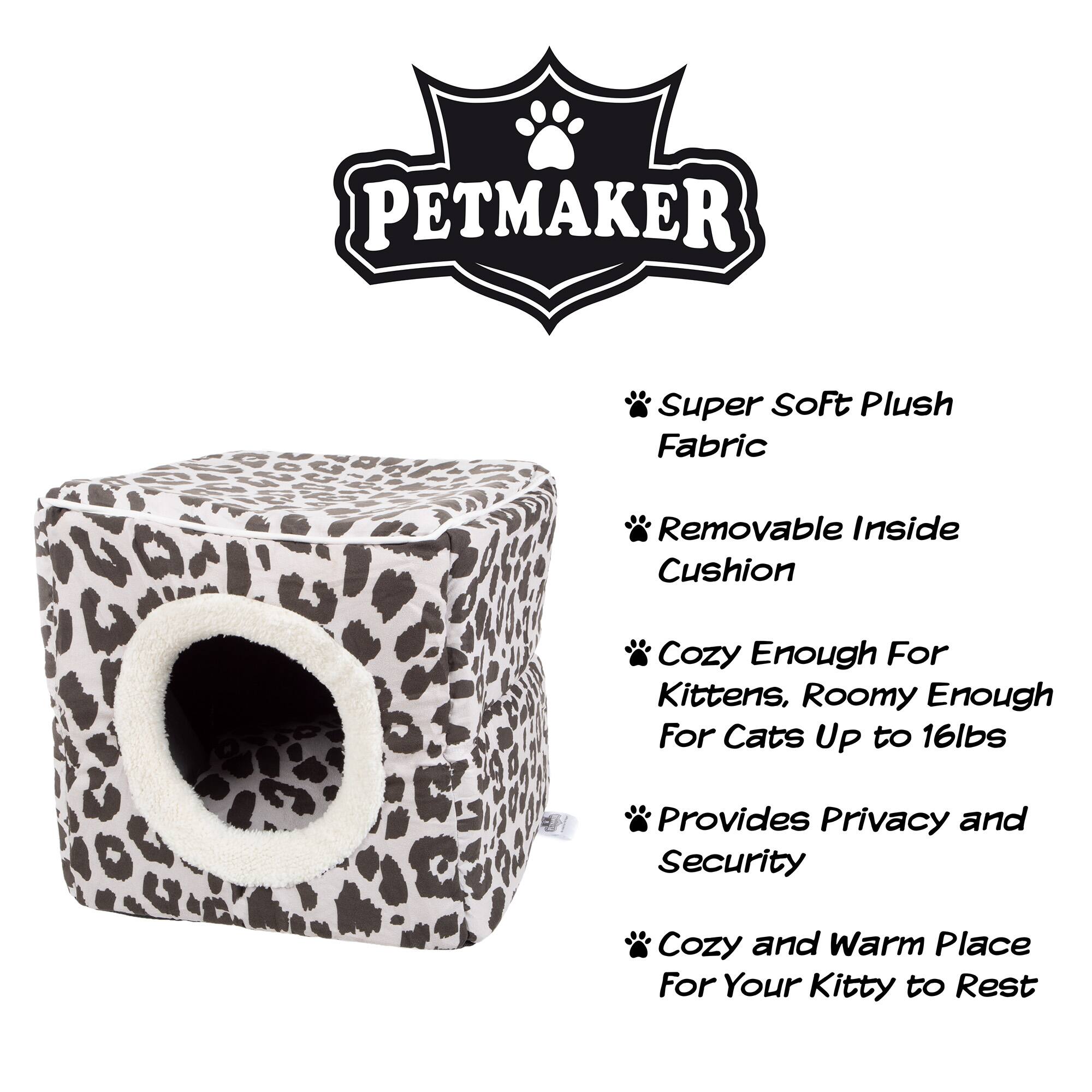 PETMAKER Super Soft Plush Fabric Removable Inside Cushion Cozy Enough For Kittens, Roomy Enough For Cats Up to 16lbs Provides Privacy and Security Cozy and Warm Place For Your Kitty to Rest

- Super Soft Plush Fabric
- Removable Inside Cushion
- Cozy Enough For Kittens, Roomy Enough For Cats Up to 16lbs
- Provides Privacy and Security
- Cozy and Warm Place For Your Kitty to Rest