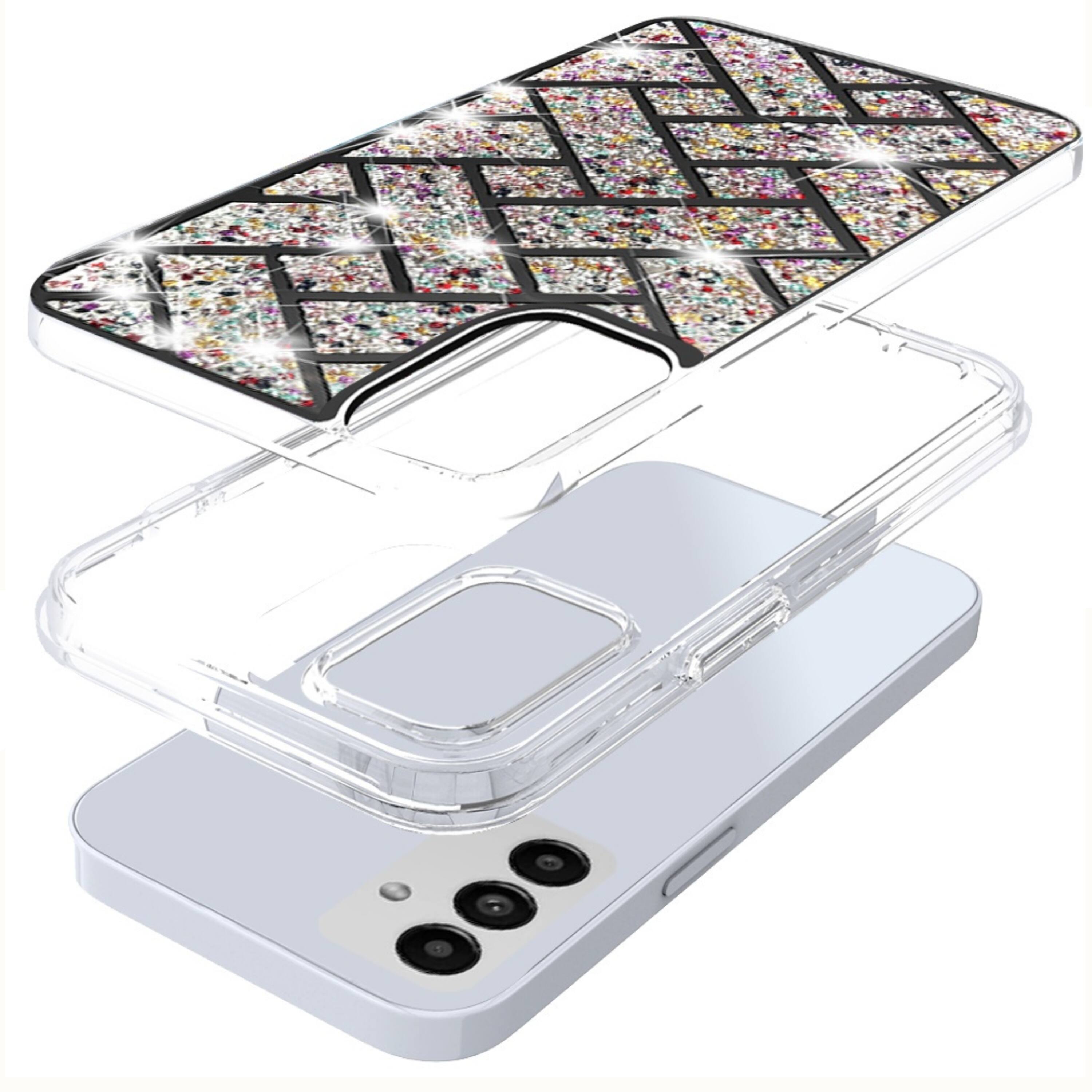 Left. Kitcheniva - Crystal Bling Protective Cover With Tempered Glass For Samsung S25 Plus S24 Plus Light Pink - Light Pink.