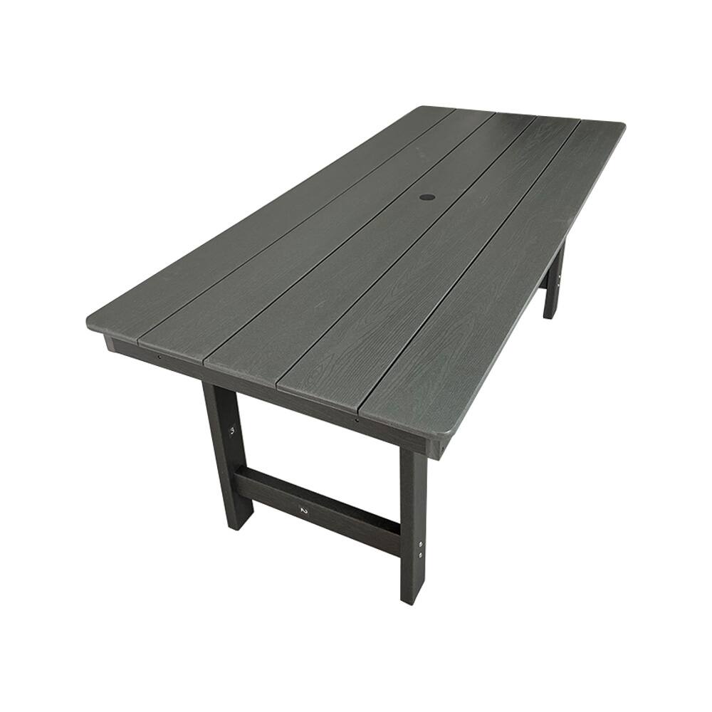 Alt View 5. Fortune Candy - Modern HDPE Patio Dining Set, 7-Piece Poly Lumber Table & Chairs with Umbrella Hole, Weather-Resistant for Yard & Lawn - Gray.