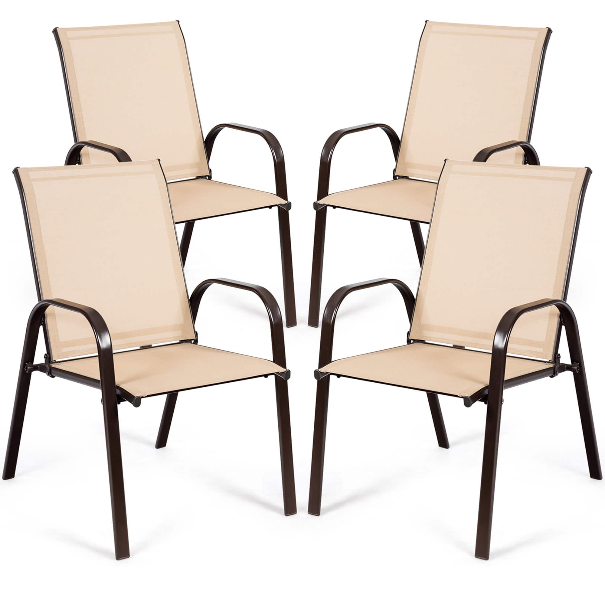 Gymax - Set of 4 Patio Chairs Dining Chairs w/ Steel Frame Yard Outdoor - Beige price history on PriceWatchPro