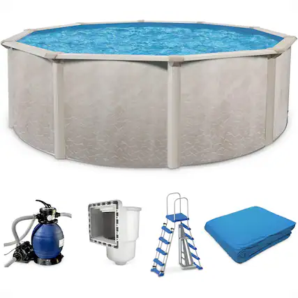 Front. Aquarian - Aquarian Phoenix 18ft x 52in Above Ground Pool w/ Filter, Ladder, Liner, Skimmer - Gray.