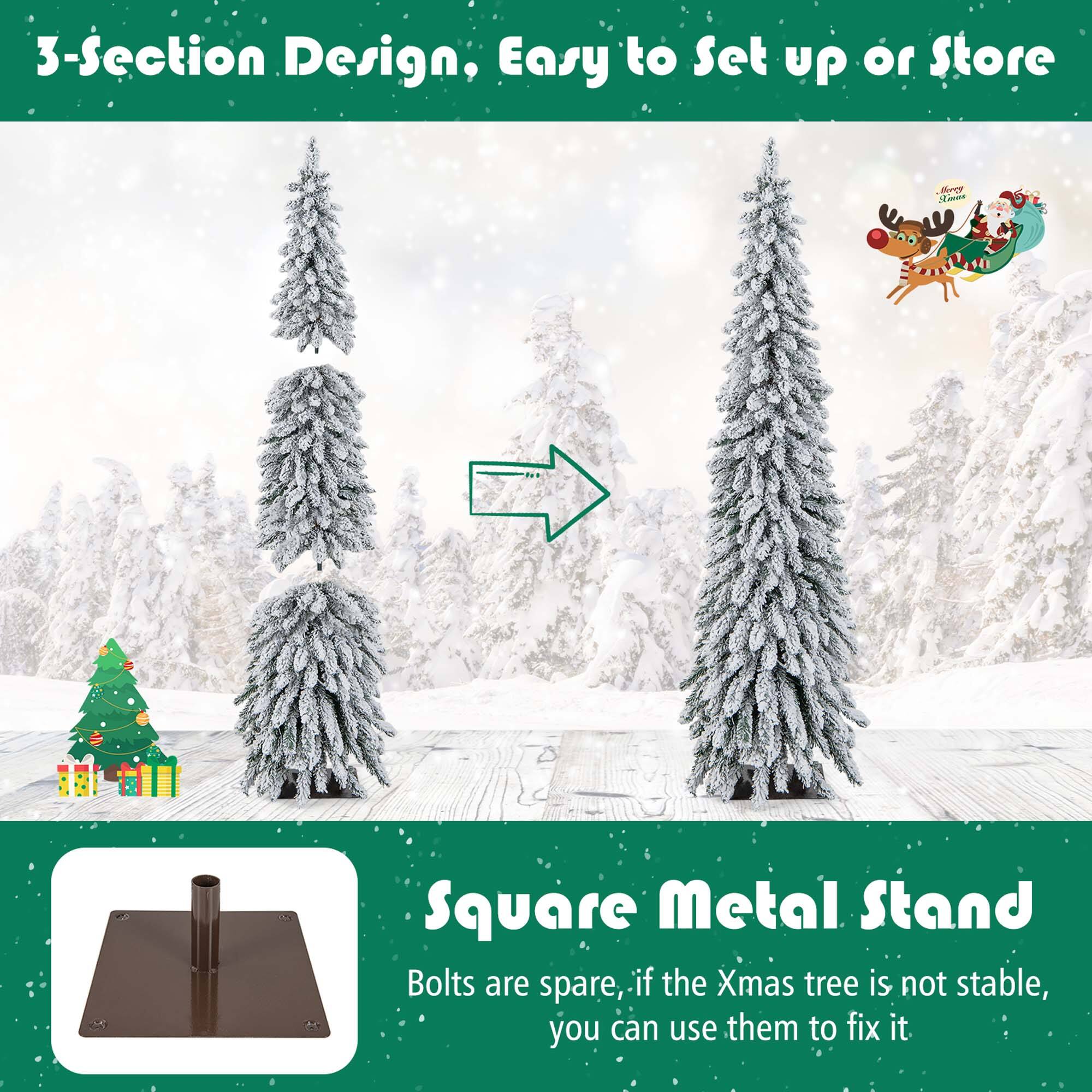 3-Section Design; Easy to Set up or Store. Bolts are spare, if the Christmas tree is not stable, you can use them to fix it.