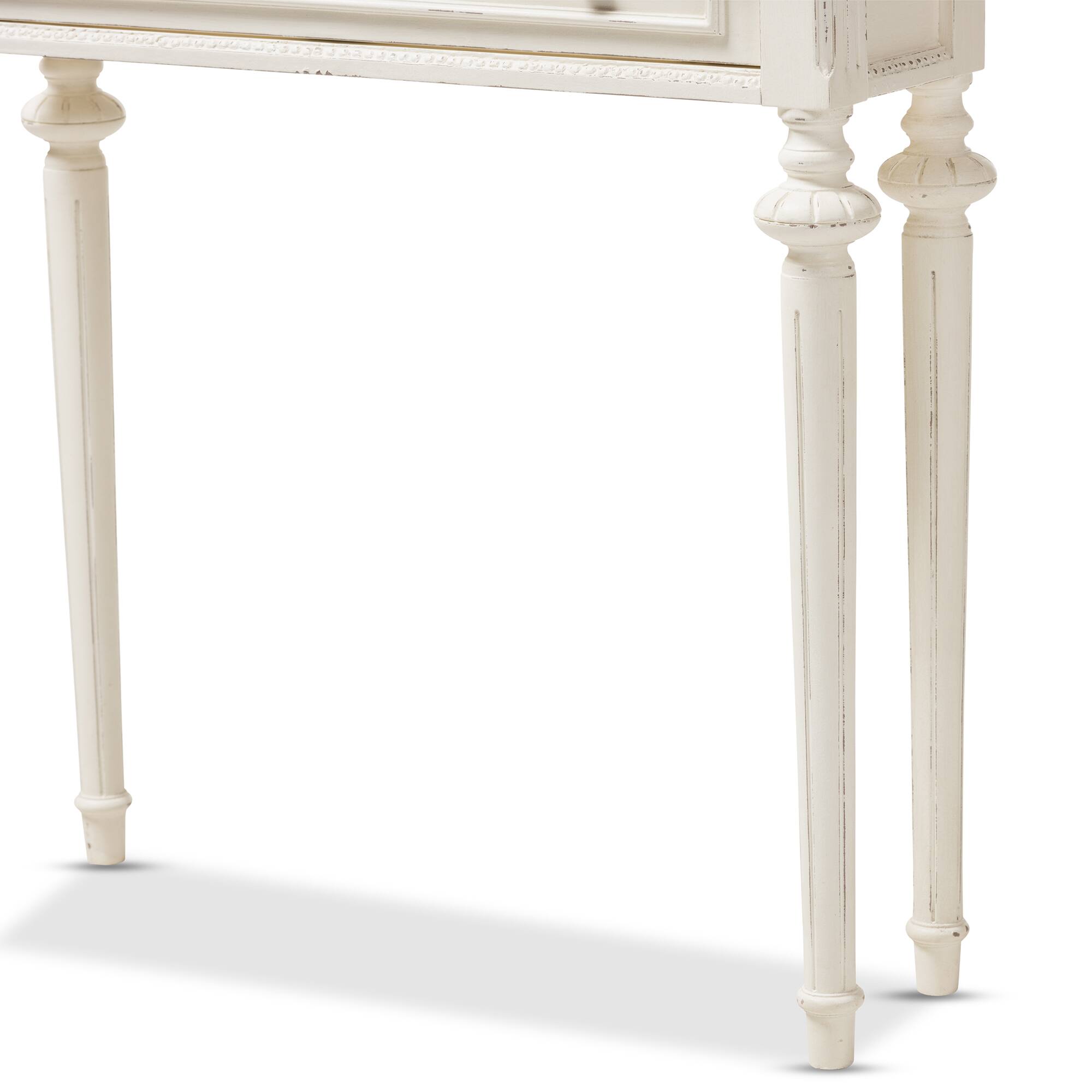 Alt View 2. Baxton Studio - Marquetterie French Provincial Style WeatheOak and Distressed Finish Wood Two-Tone Console Table - White/Natural.