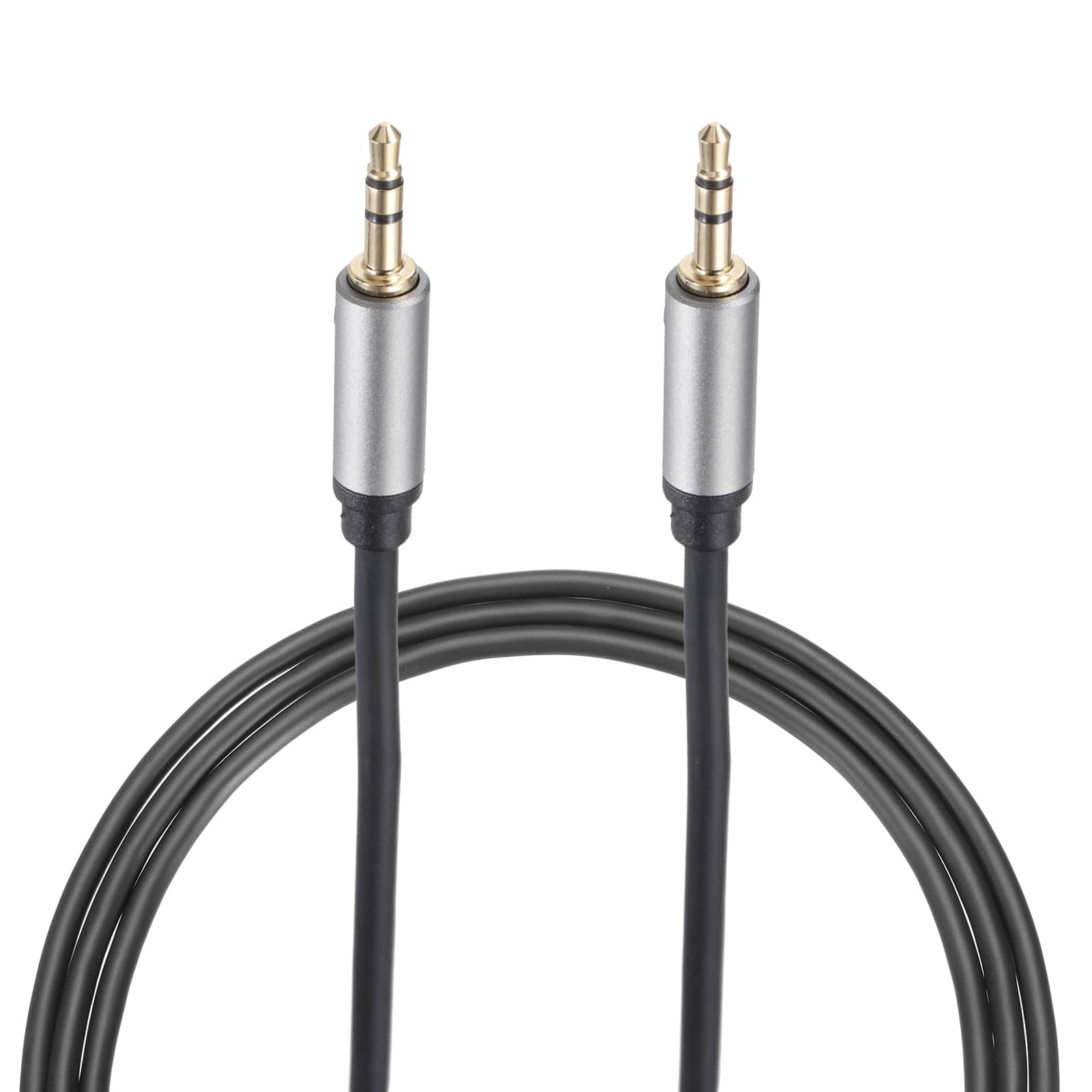 Unique Bargains - 2pcs 3.5mm Aux Cable, 3 Pole Nylon Braided Male to Male for Earphone Smart Phone Speaker - Silver