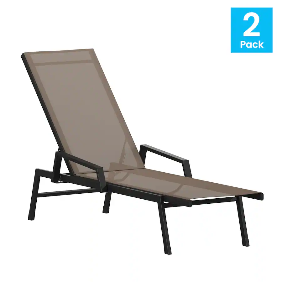 Emma + Oliver Braelin Set of 2 Textilene Adjustable 5 Position Patio ...