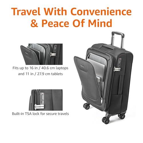 Travel With Convenience & Peace Of Mind

Fits up to 16 in / 40.6 cm laptops and 11 in / 27.9 cm tablets

Built-in TSA lock for secure travels
