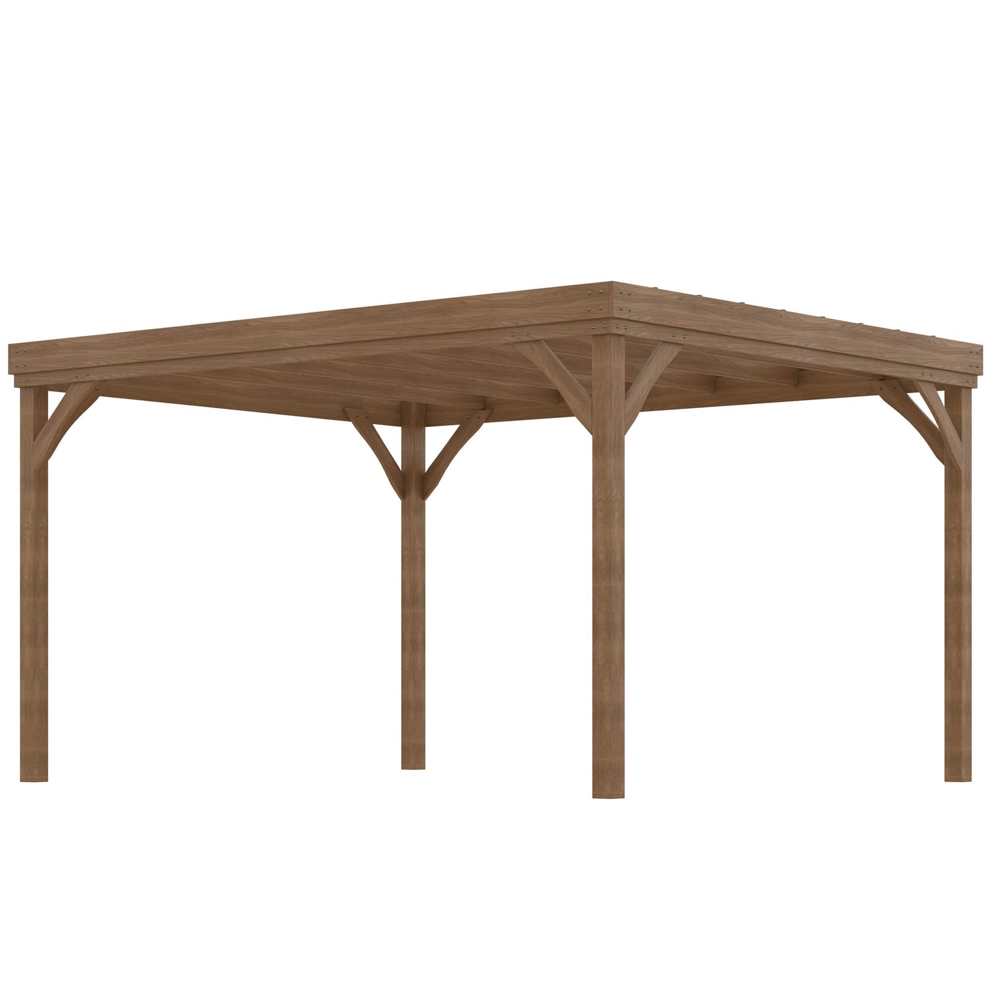 Outsunny - x 12' Outdoor Wooden Pergola, Grape Vine Gazebo with Concrete Anchors for Garden, Patio, Backyard - Brown